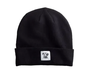 Black Cuffed Patch Beanie