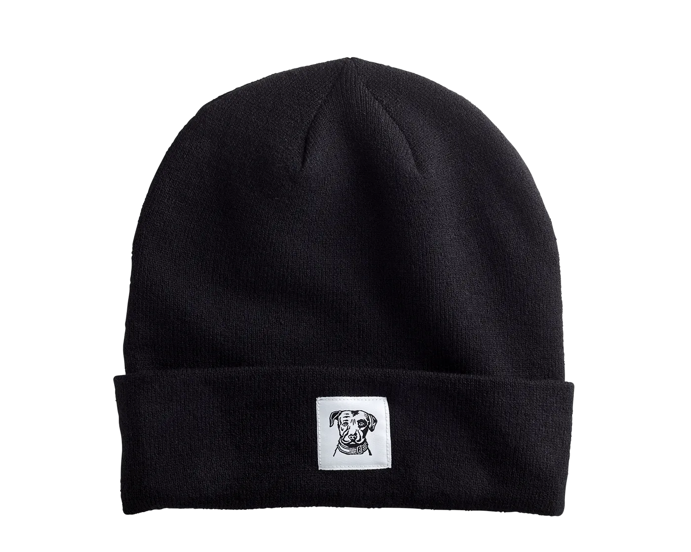 Black Cuffed Patch Beanie