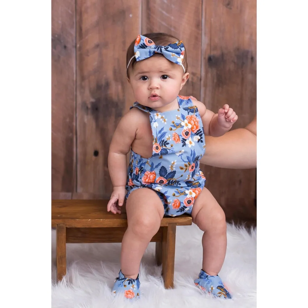 Blue Floral Girls Romper