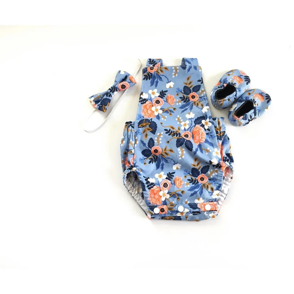 Blue Floral Girls Romper