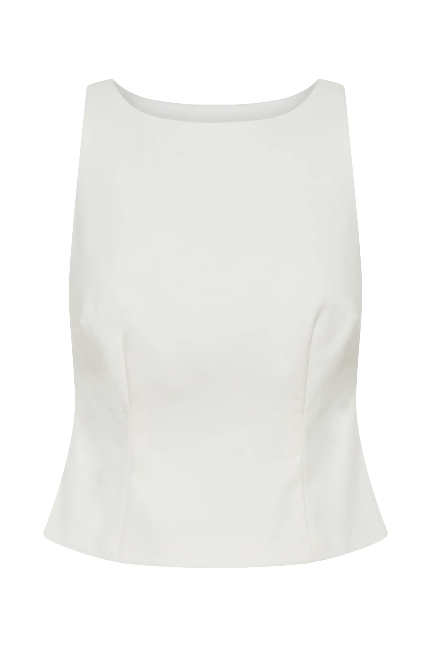 Brigette Boat Neck Longline Top - Ivory