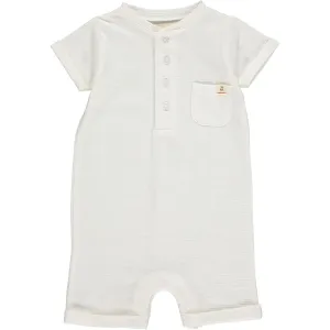 Camborne Henley Romper- White Ribbed