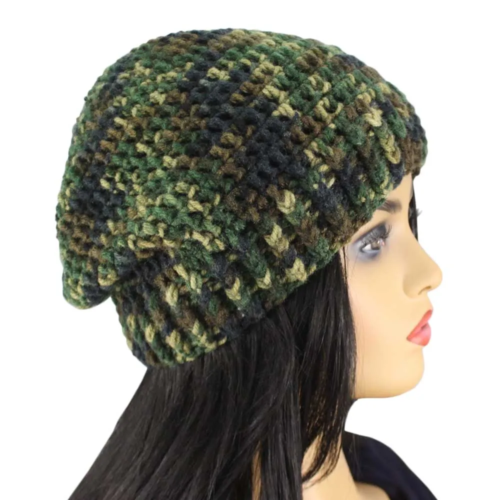 Camouflage Crochet Beanie Hat with Band Medium/Large - JMCH39ML