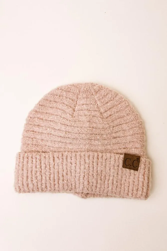 C.C. Ribbed Beanie in Pink