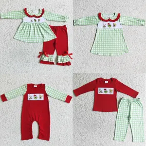 Christmas Baby Girls Clothing Set Embroidery Boutique Kids Outfits GLP0033