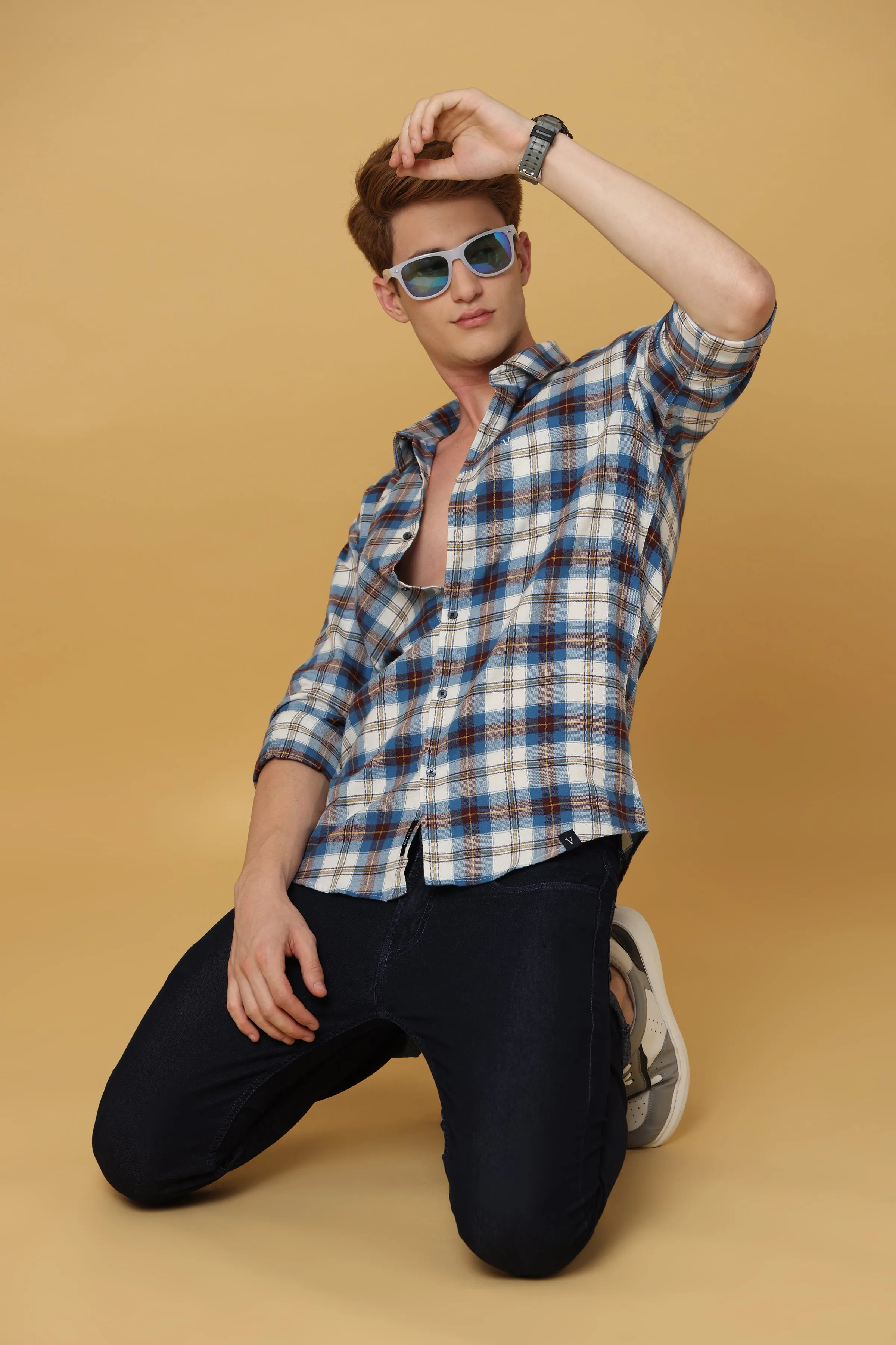 Classic Plaid Cotton Blend Shirt