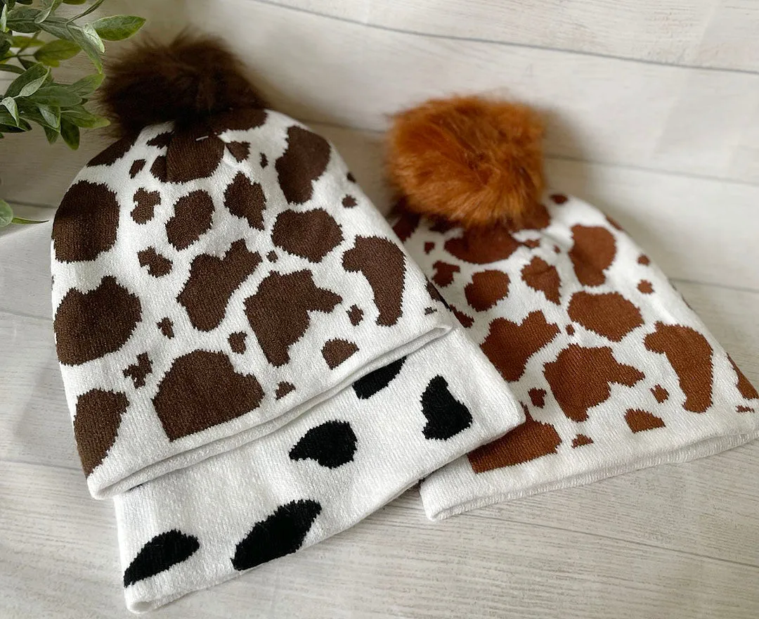 Cow Print hat Personalized Embroidery Text/Logo/Artwork/ Custom cow print beanie Hat, cow print beanie Hat , Personalized hat