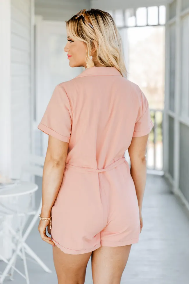 Craving Sunshine Coral Button Up Romper FINAL SALE