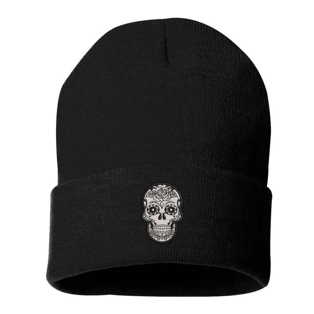 Dia De Los Muertos Beanie | Sugar Skull Cuffed Beanie