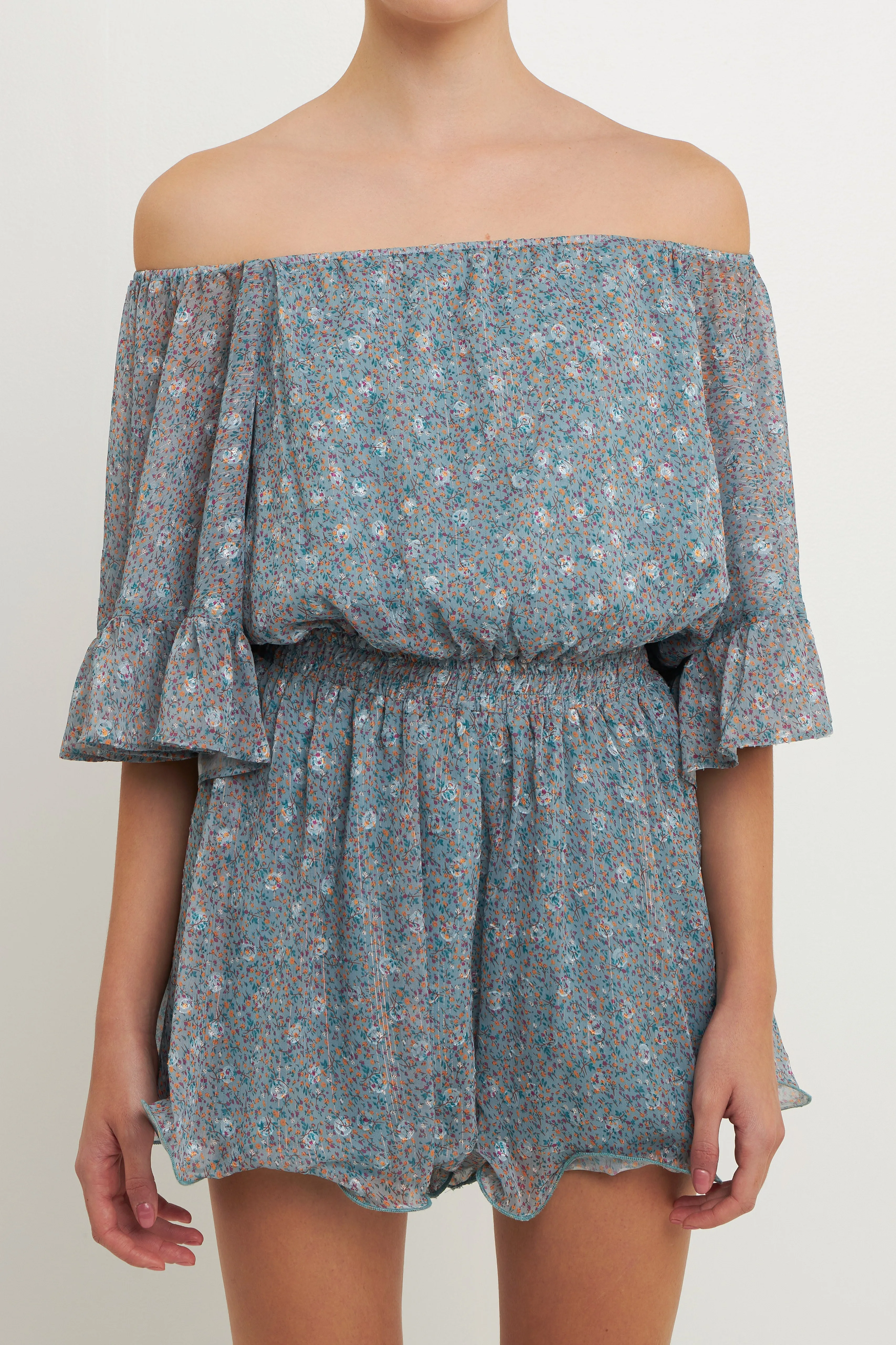 Ditsy Floral Off the Shoulder Romper