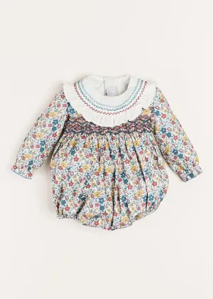 Emilia Floral Long Sleeve Romper in Burgundy (6mths-2yrs)