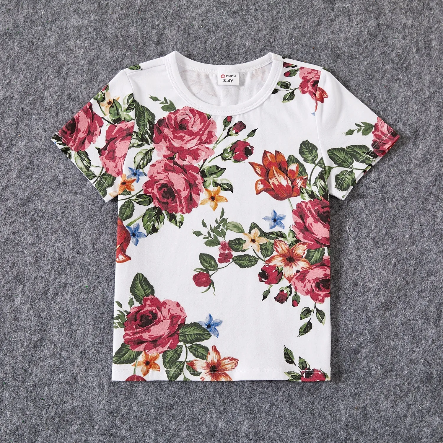 Family Matching Allover Floral Print Short-sleeve Cotton Tee