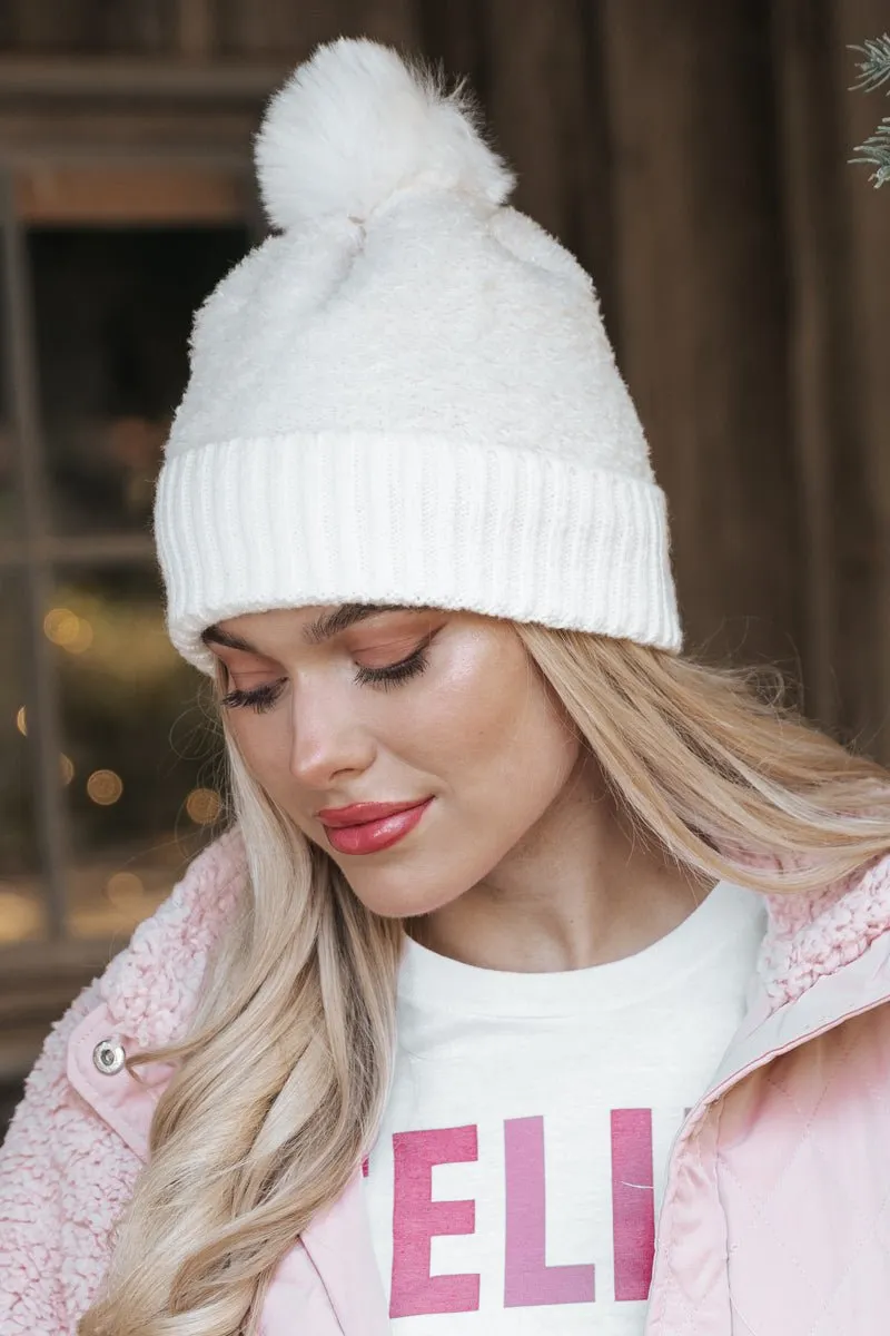 Faux Fur Teddy Pom Beanie - FINAL SALE