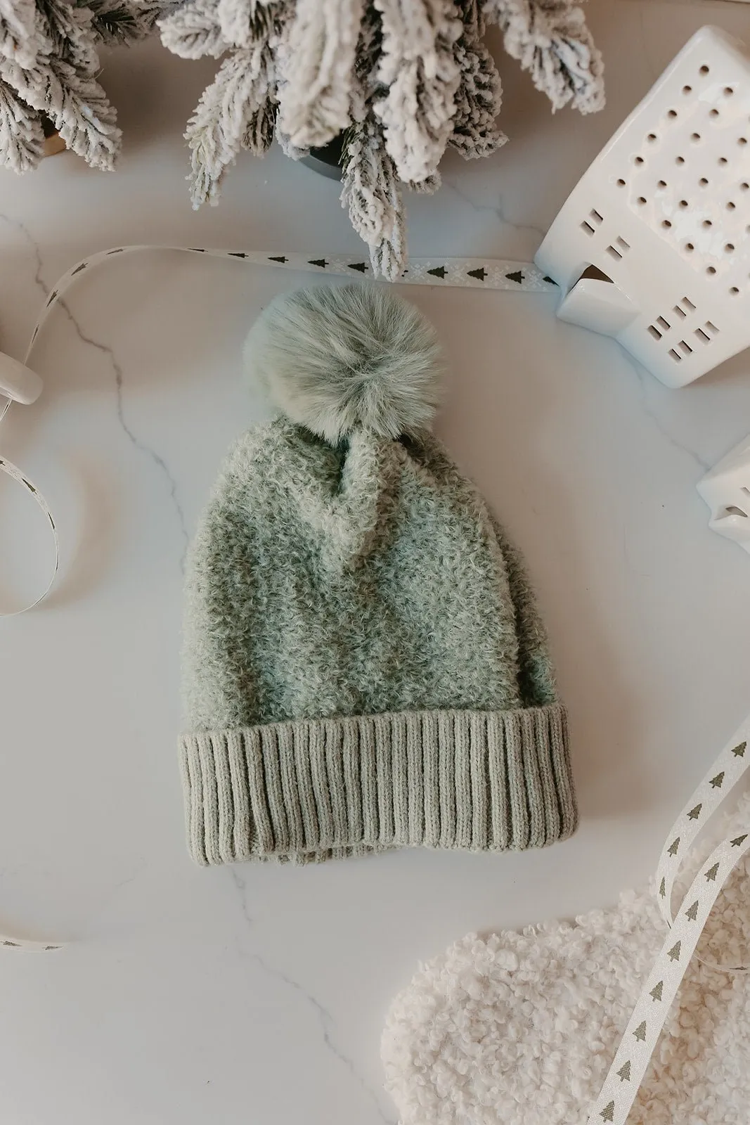 Faux Fur Teddy Pom Beanie - FINAL SALE