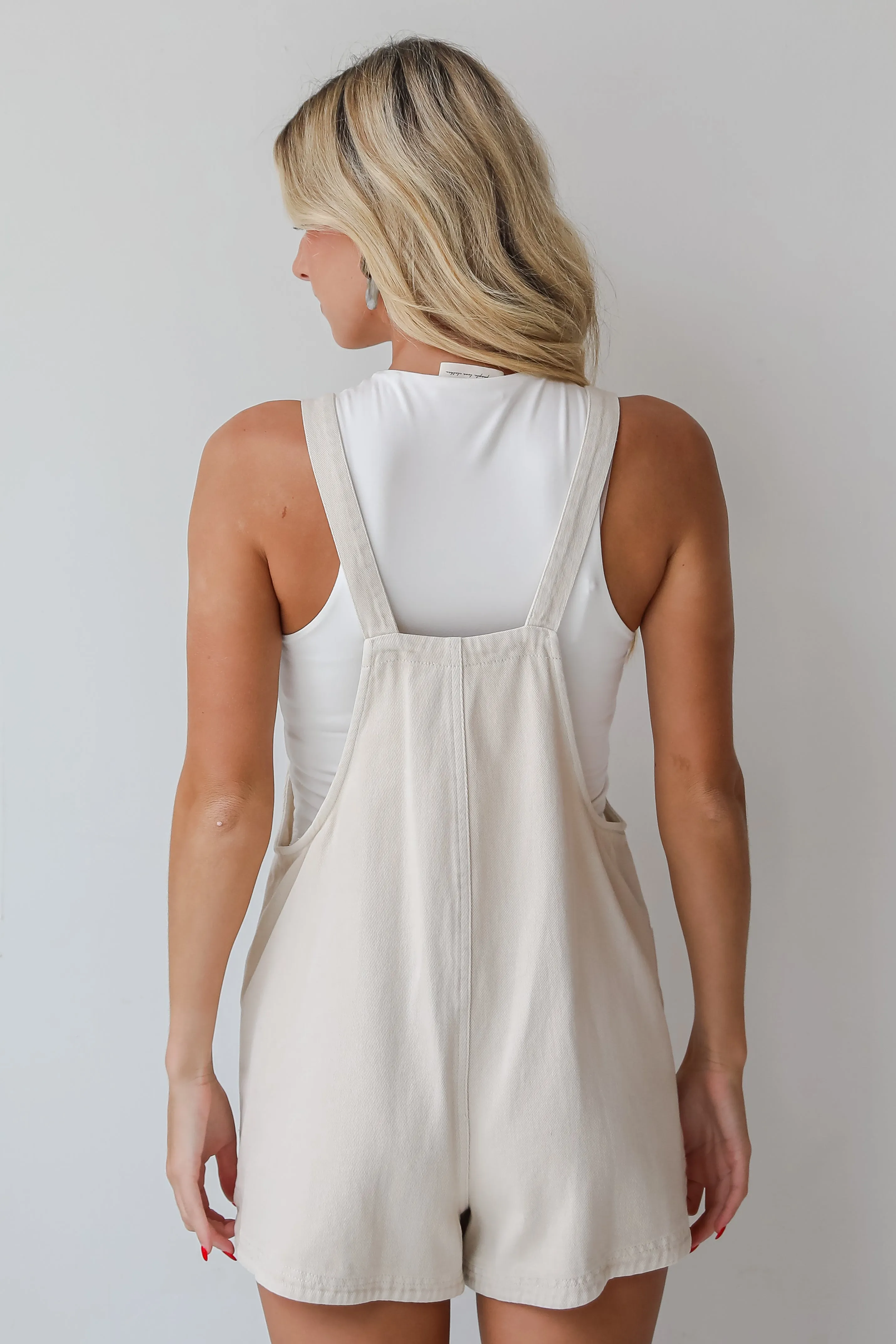 FINAL SALE - My Favorite Look Cream Denim Overall Romper