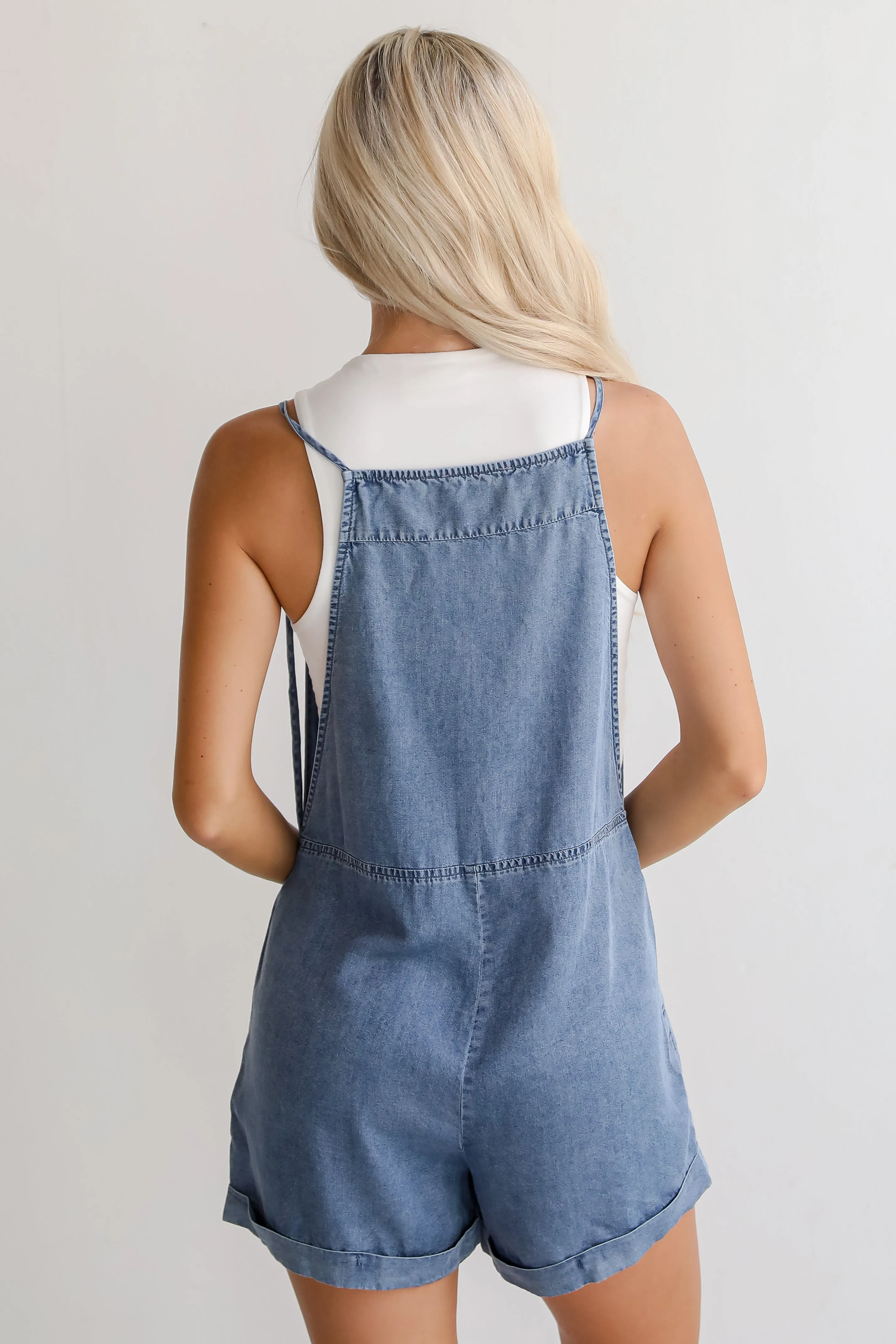 FINAL SALE - Pure Loveliness Medium Wash Denim Romper