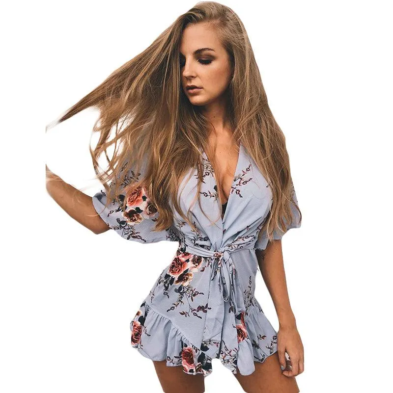 FLORAL WRAP ROMPER