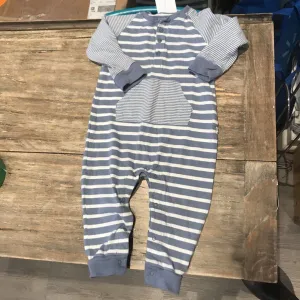 Gap Cotton Blue wht/stripe snap Romper 12-18m