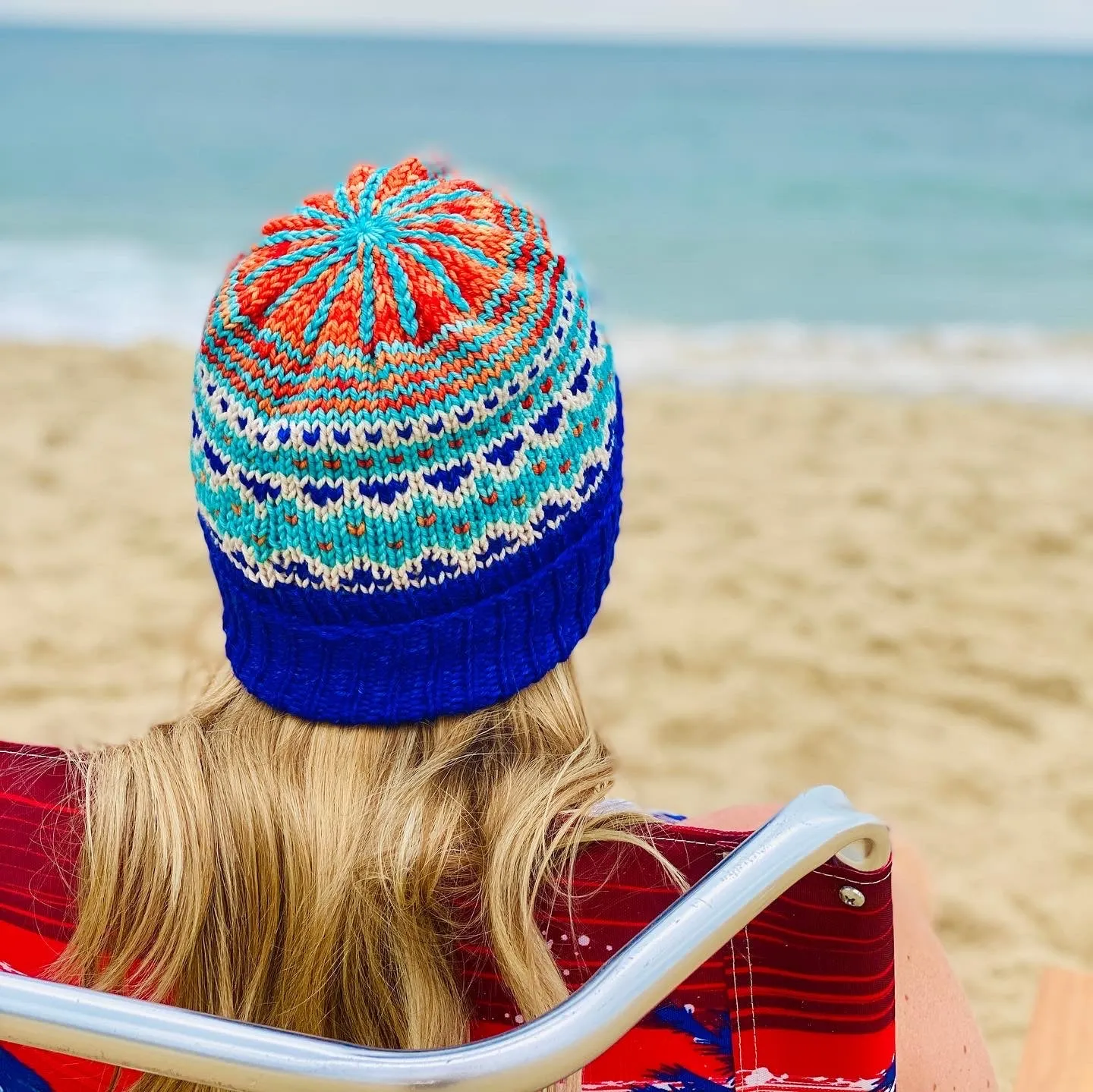 Hand knit merino wool unisex womens winter hat beanie fun bright colorful