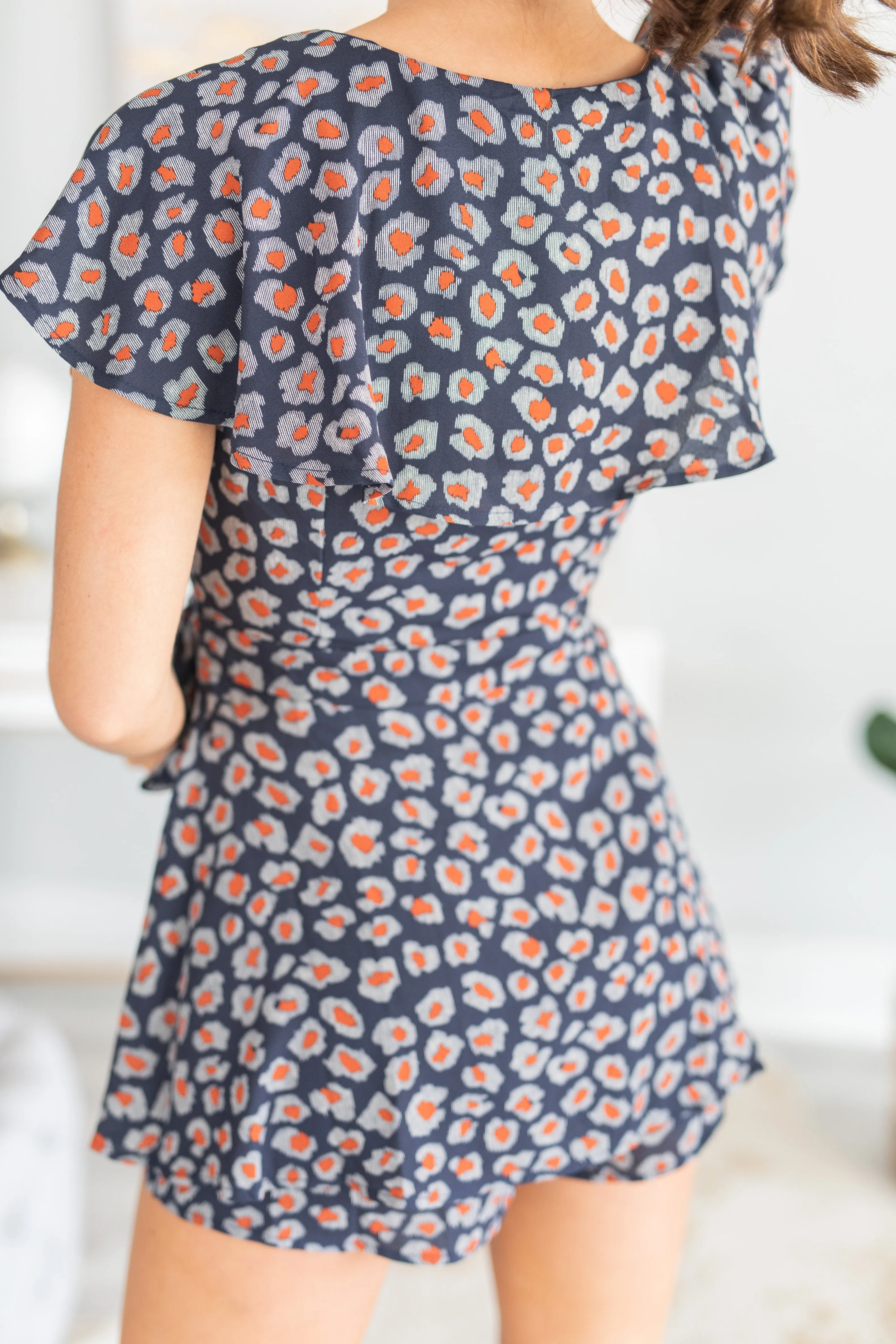 Have You All To Myself Navy Blue Leopard Romper