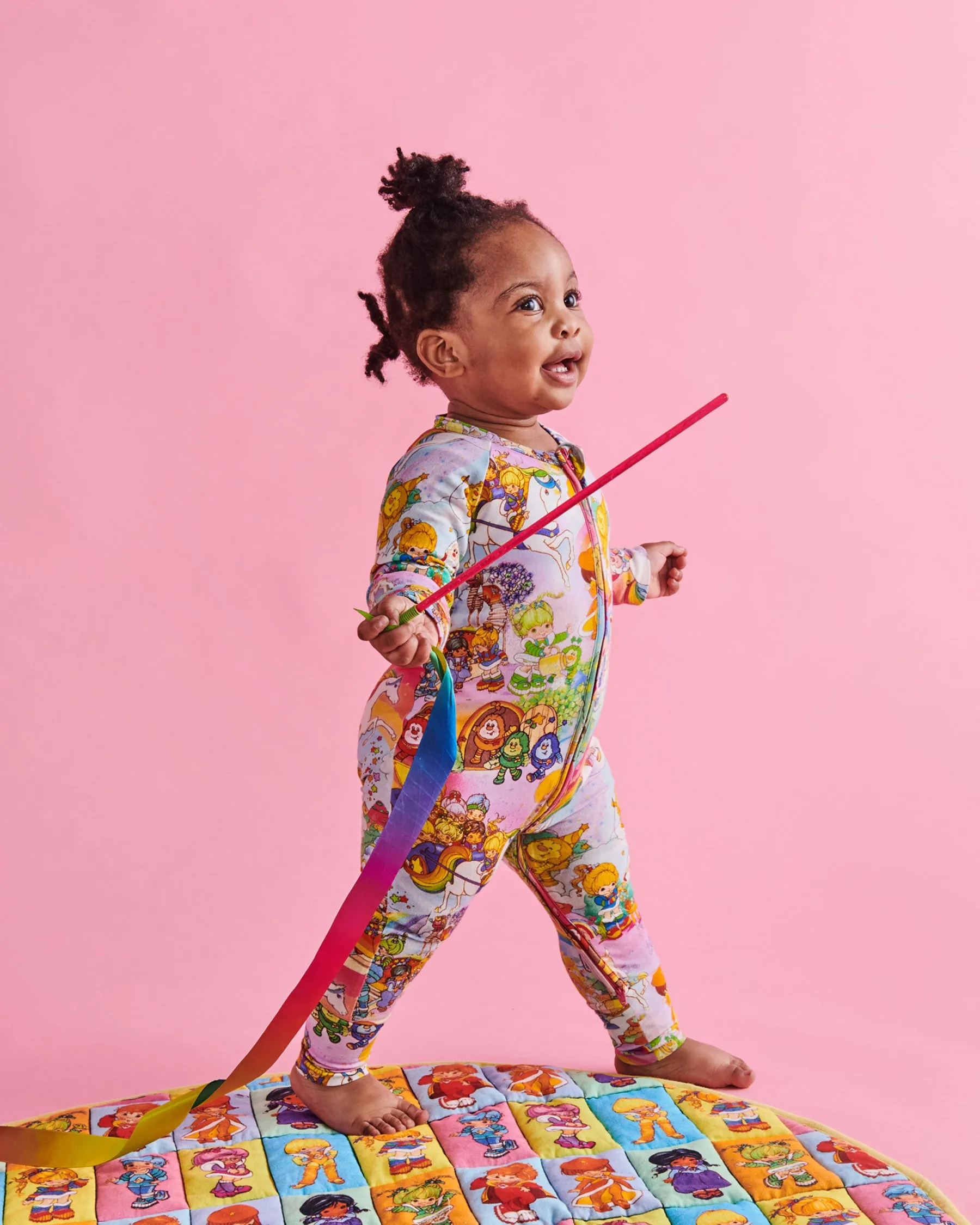 Kip&Co x Rainbow Brite Brite Side Organic Long Sleeve Zip Romper