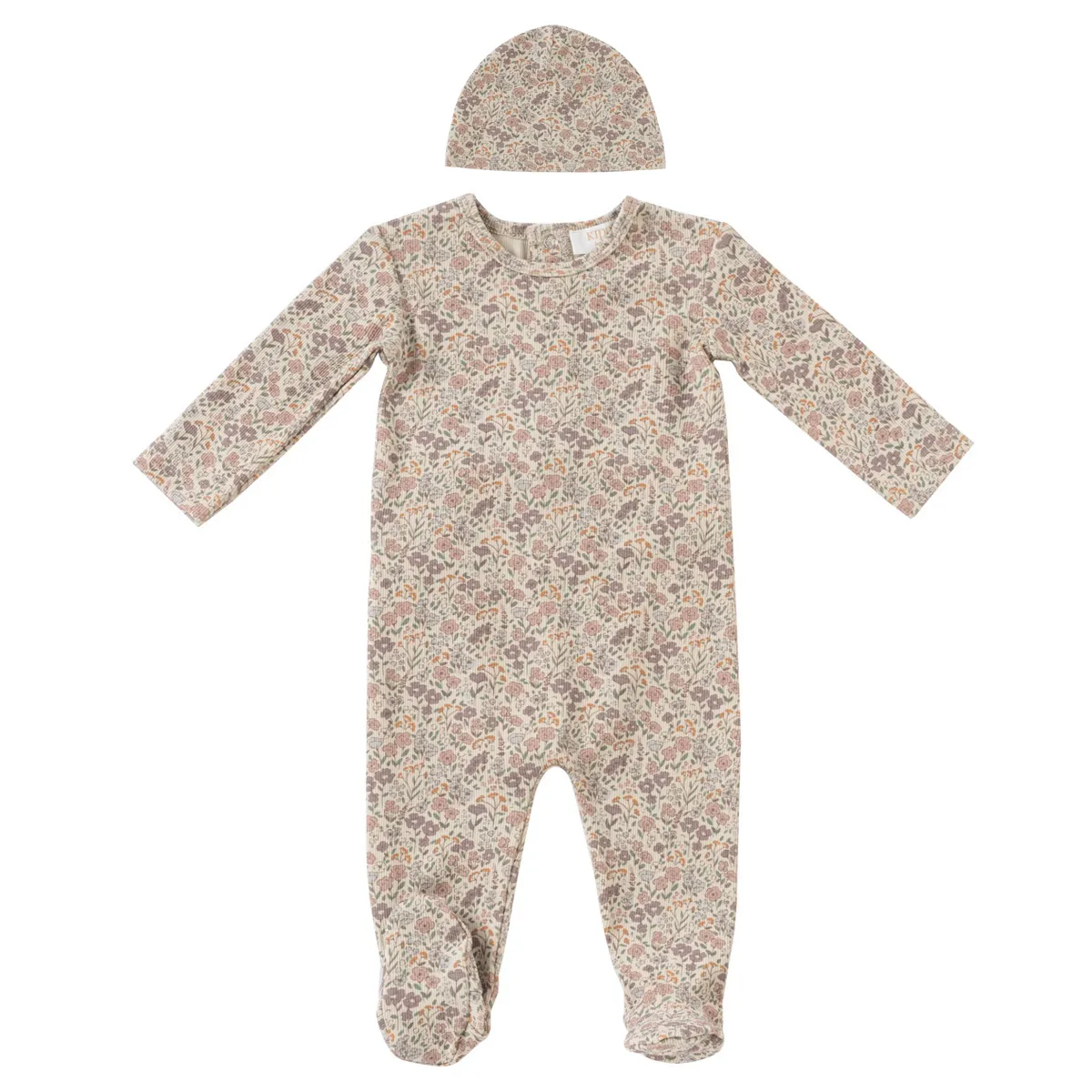 Kipp Baby Pink Floral Footie Set (Romper & Hat)