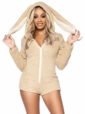 Leg Avenue Cuddle Bunny Ultra Soft Zip Up Teddy Romper - Three Sizes Available!