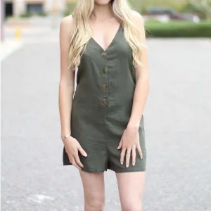 Linen Button Romper