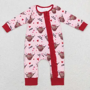 LR0804  baby clothes cow  girl Valentine's Day long sleeve romper