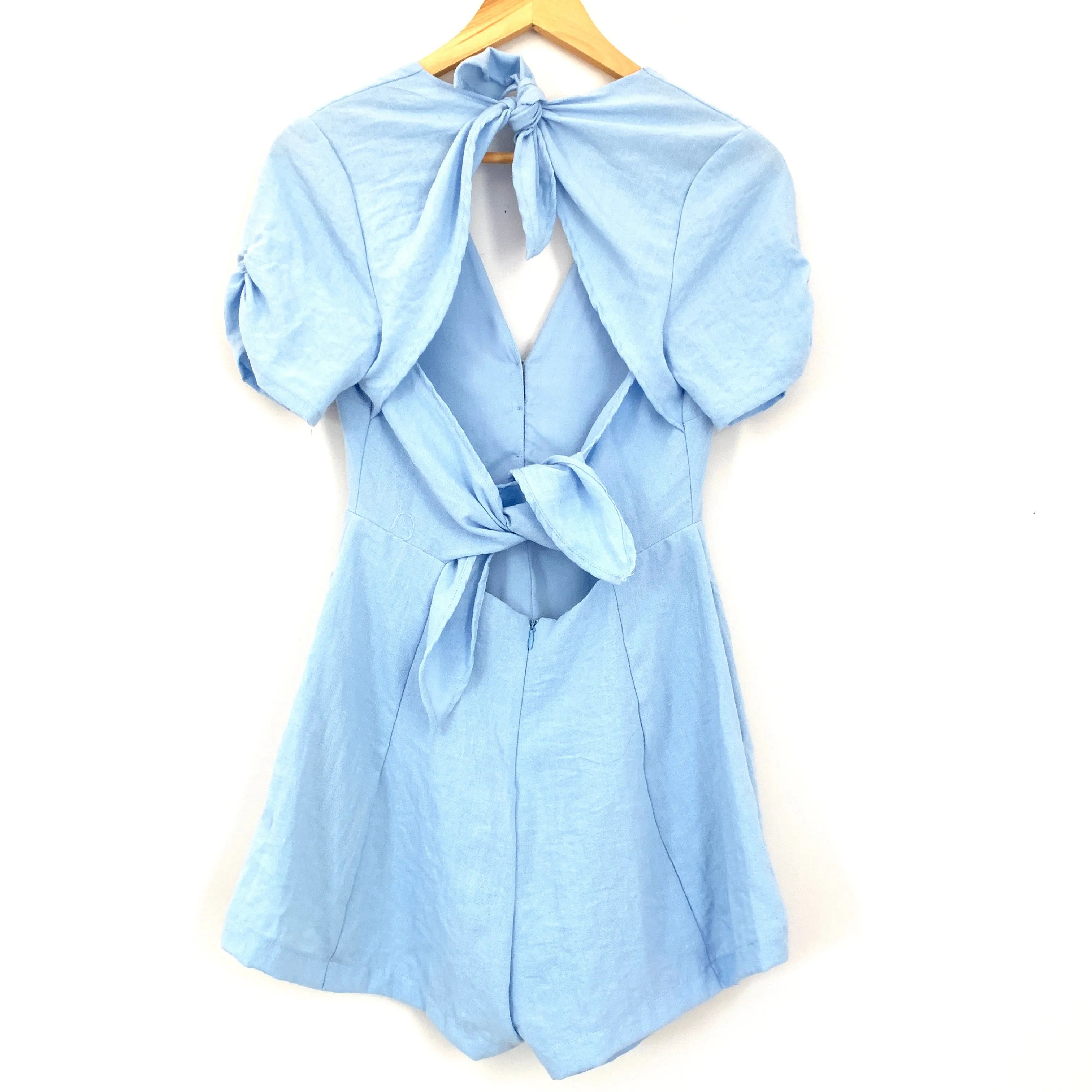 LUSH Light Blue Linen-style Romper NWT- Size S