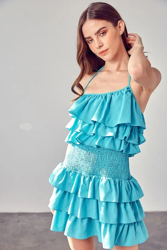 Meet Me in Dubai Smocked Waist Ruffle Romper