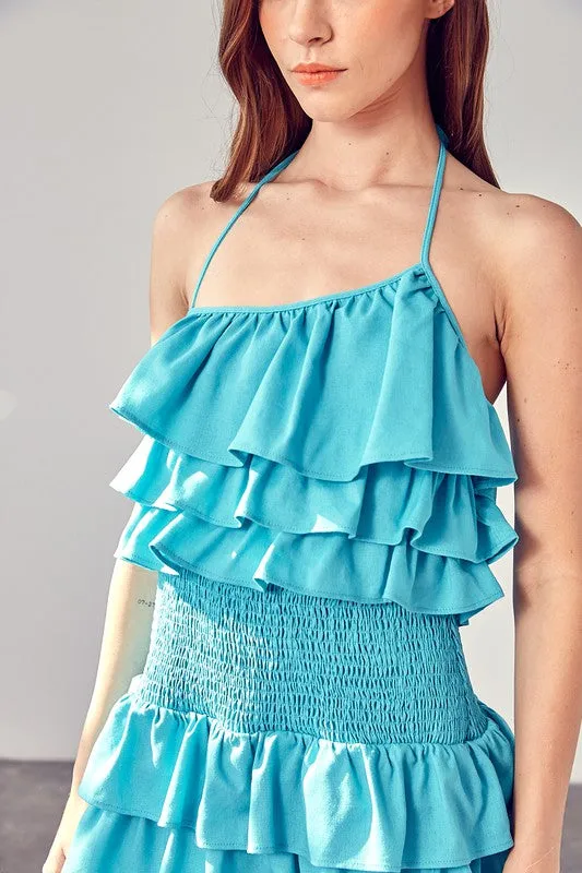 Meet Me in Dubai Smocked Waist Ruffle Romper