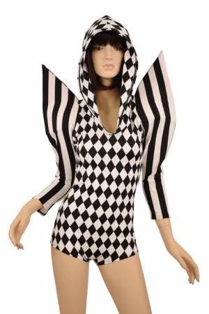 Mega Sharp Shoulder Hoodie Romper