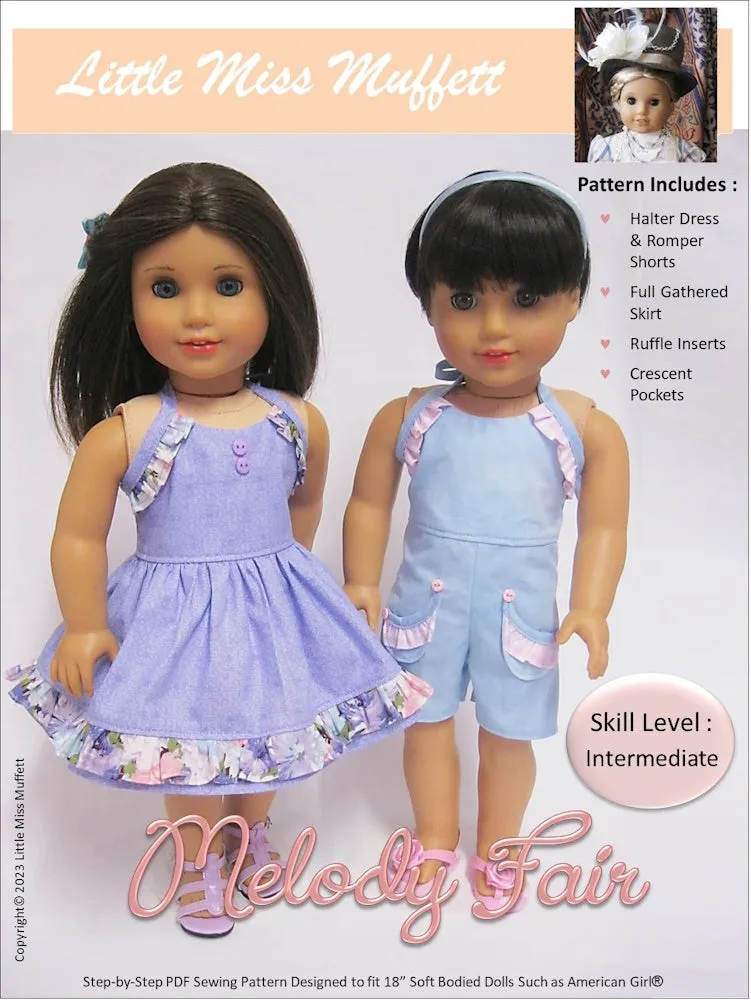 Melody Fair Dress or Romper 18" Doll Clothes Pattern