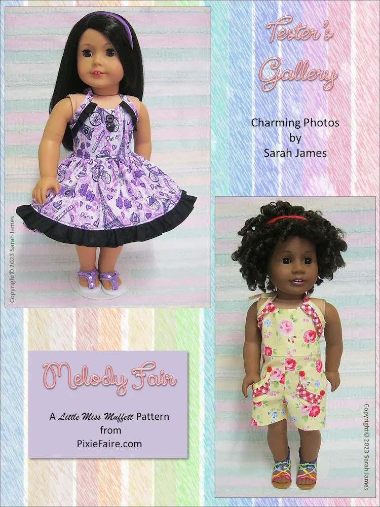 Melody Fair Dress or Romper 18" Doll Clothes Pattern