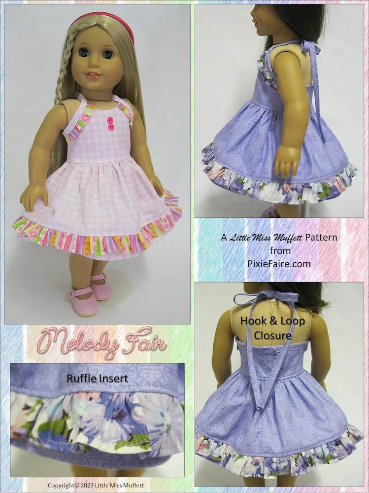 Melody Fair Dress or Romper 18" Doll Clothes Pattern