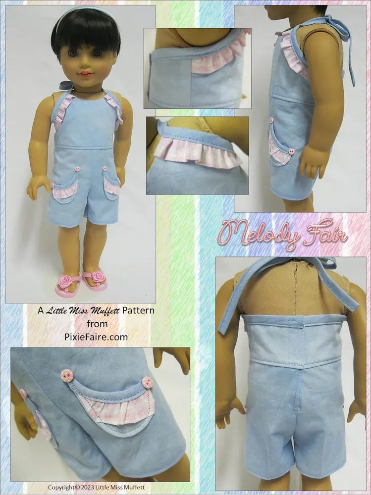 Melody Fair Dress or Romper 18" Doll Clothes Pattern