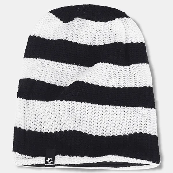 Mens Stripe Oversized Beanie for Summer Winter B09