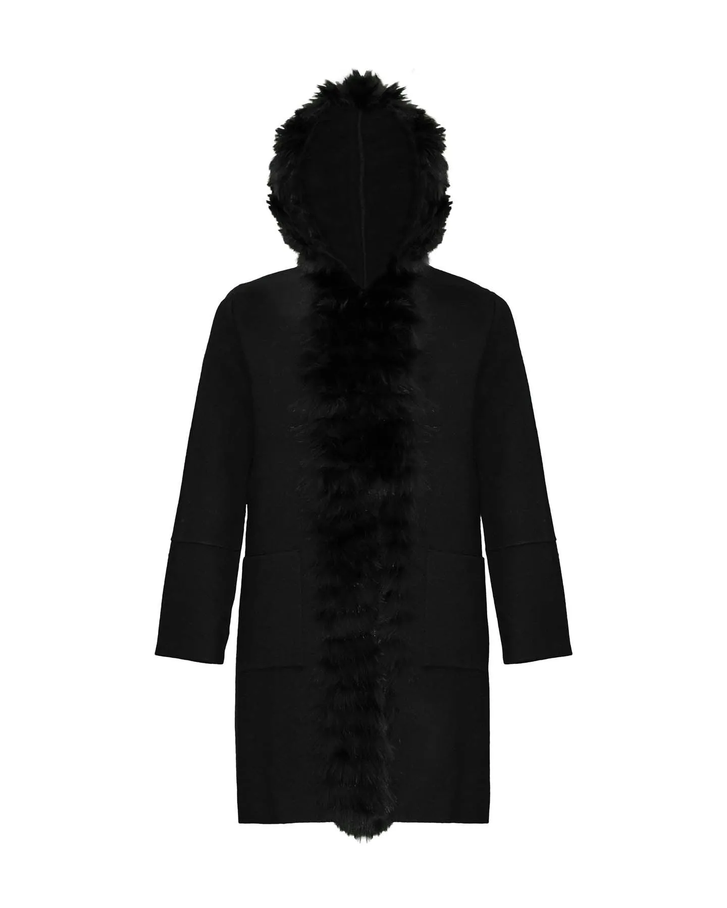 Midlength Cashmere Topper Coat Black