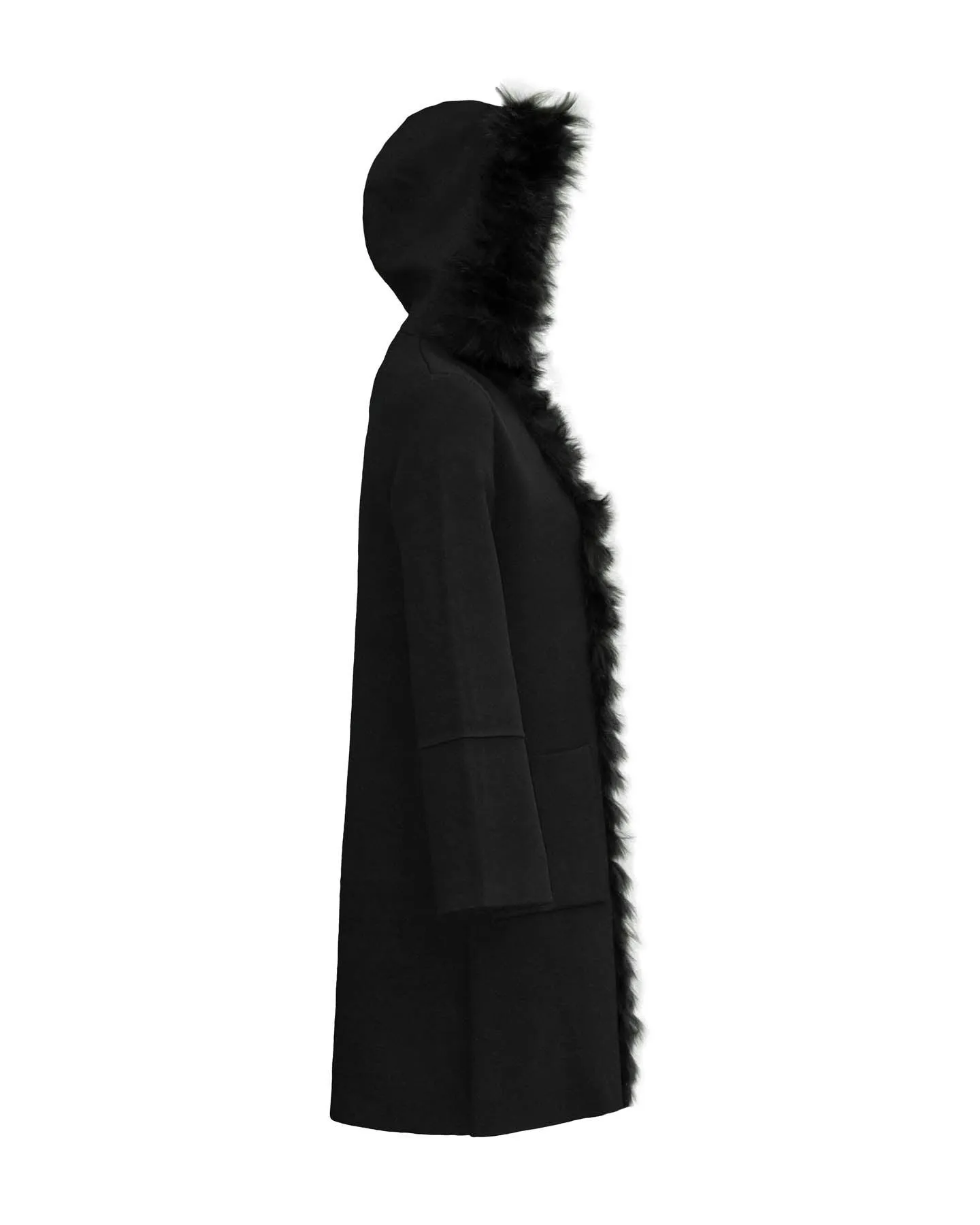 Midlength Cashmere Topper Coat Black