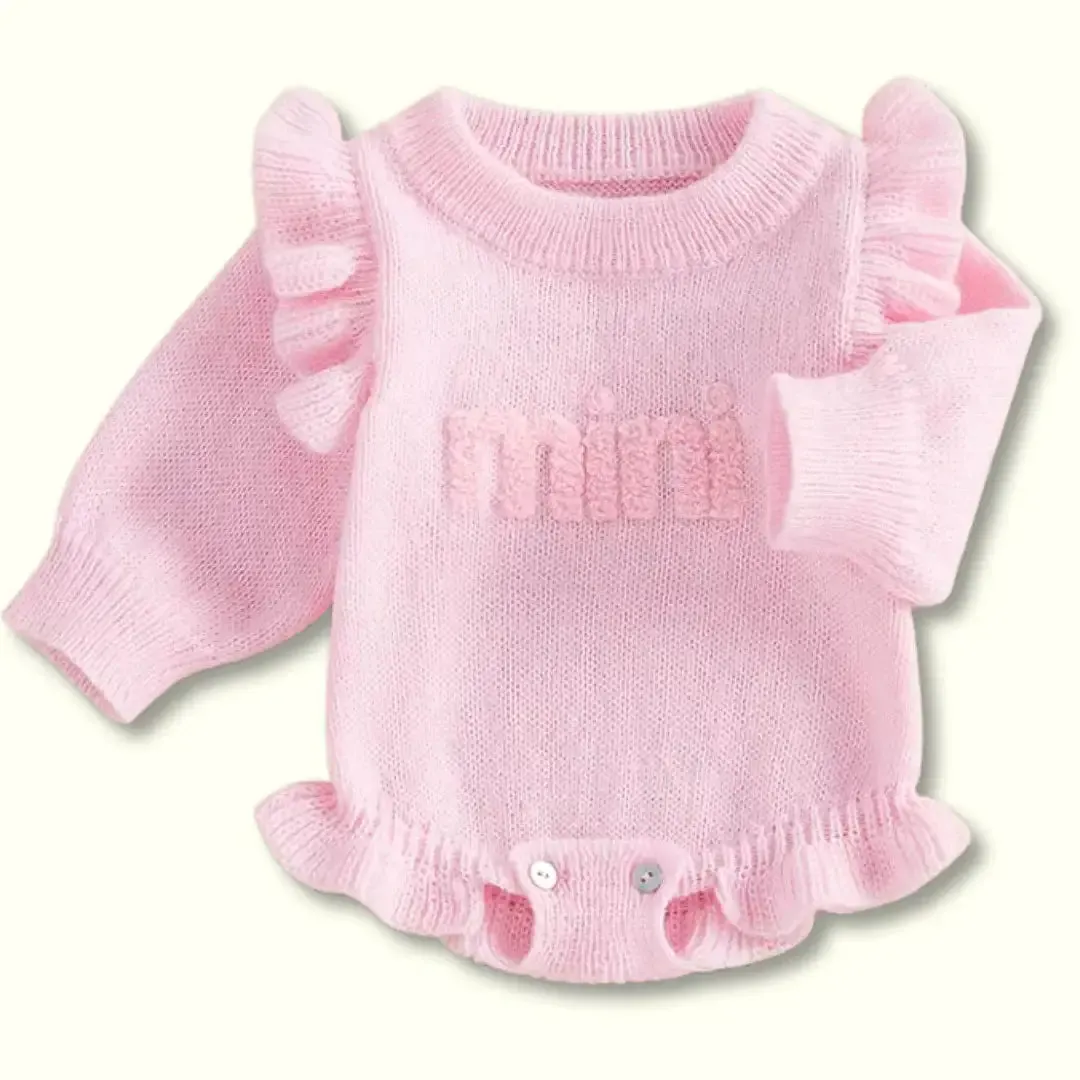 Mini Darling Ruffle Knit Romper – Soft Pink (0-18M)