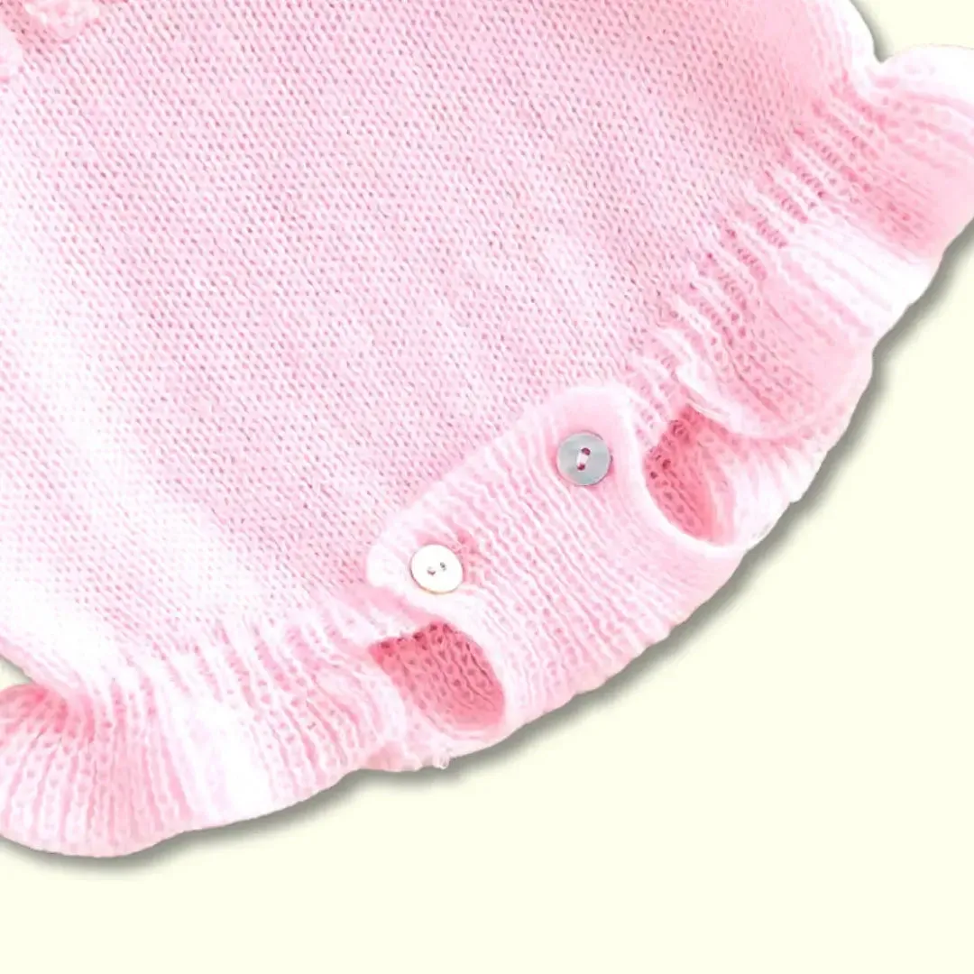 Mini Darling Ruffle Knit Romper – Soft Pink (0-18M)