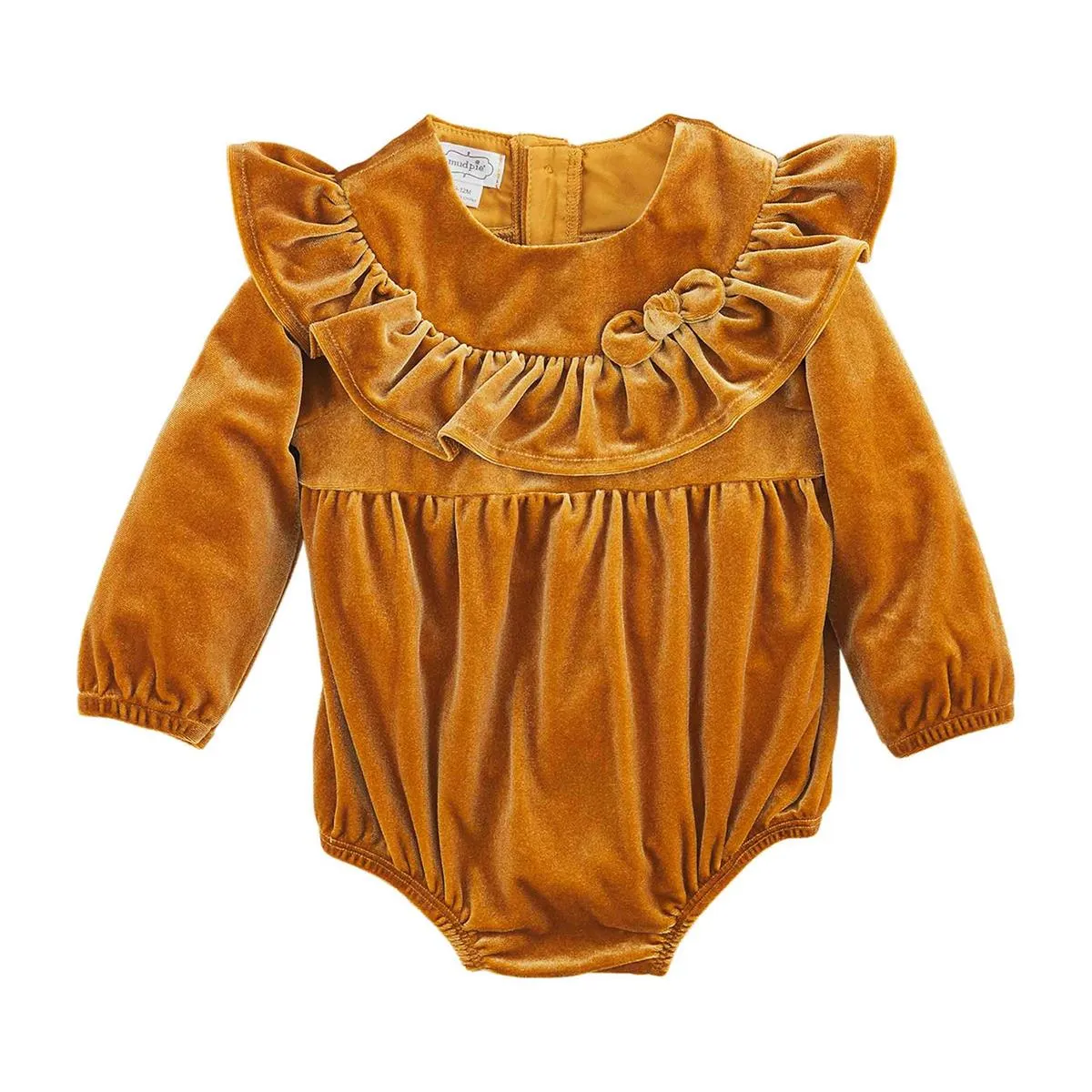 Mustard Velvet Baby Romper