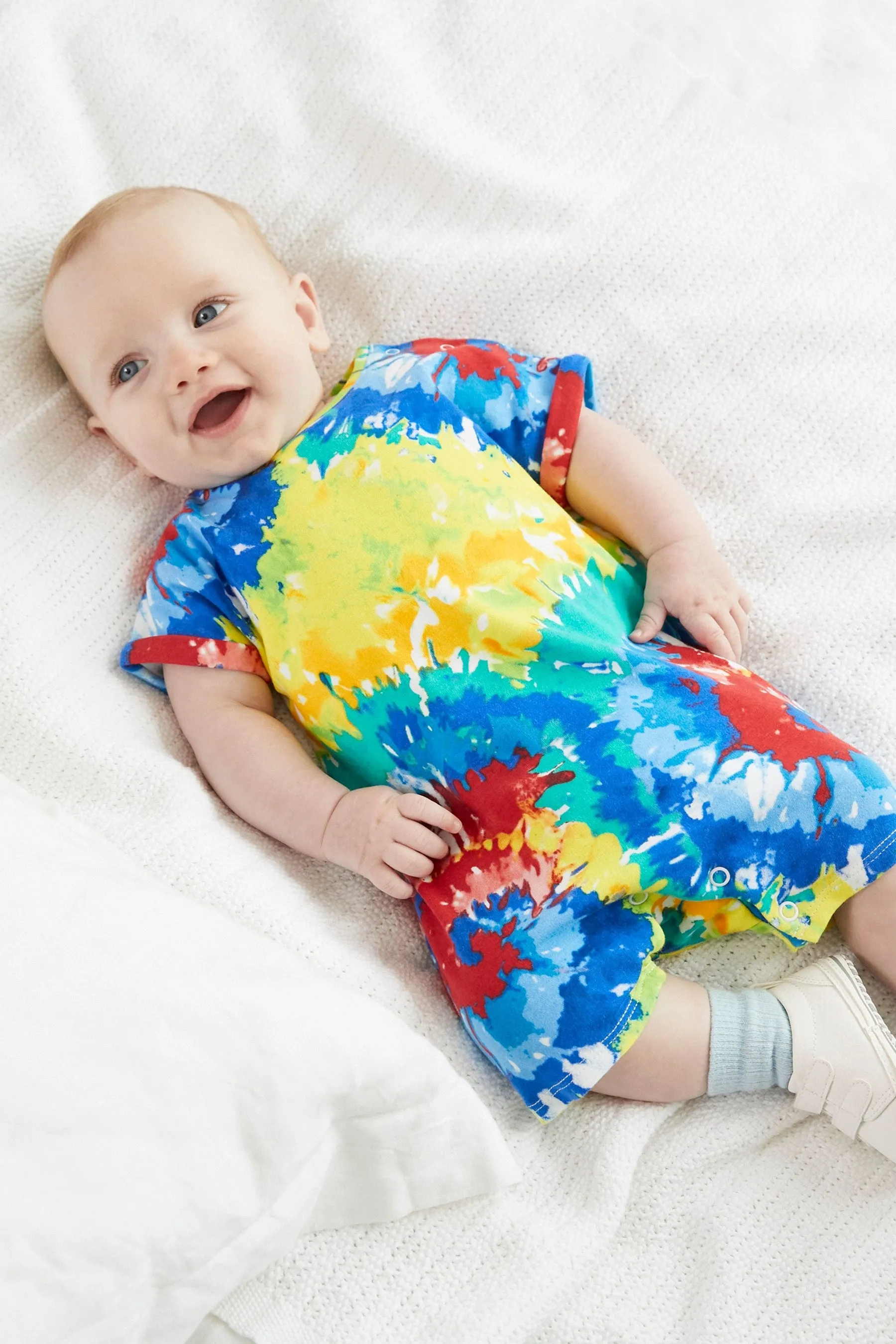 Next Single Printed Bright Tie Dye Baby Boys Romper