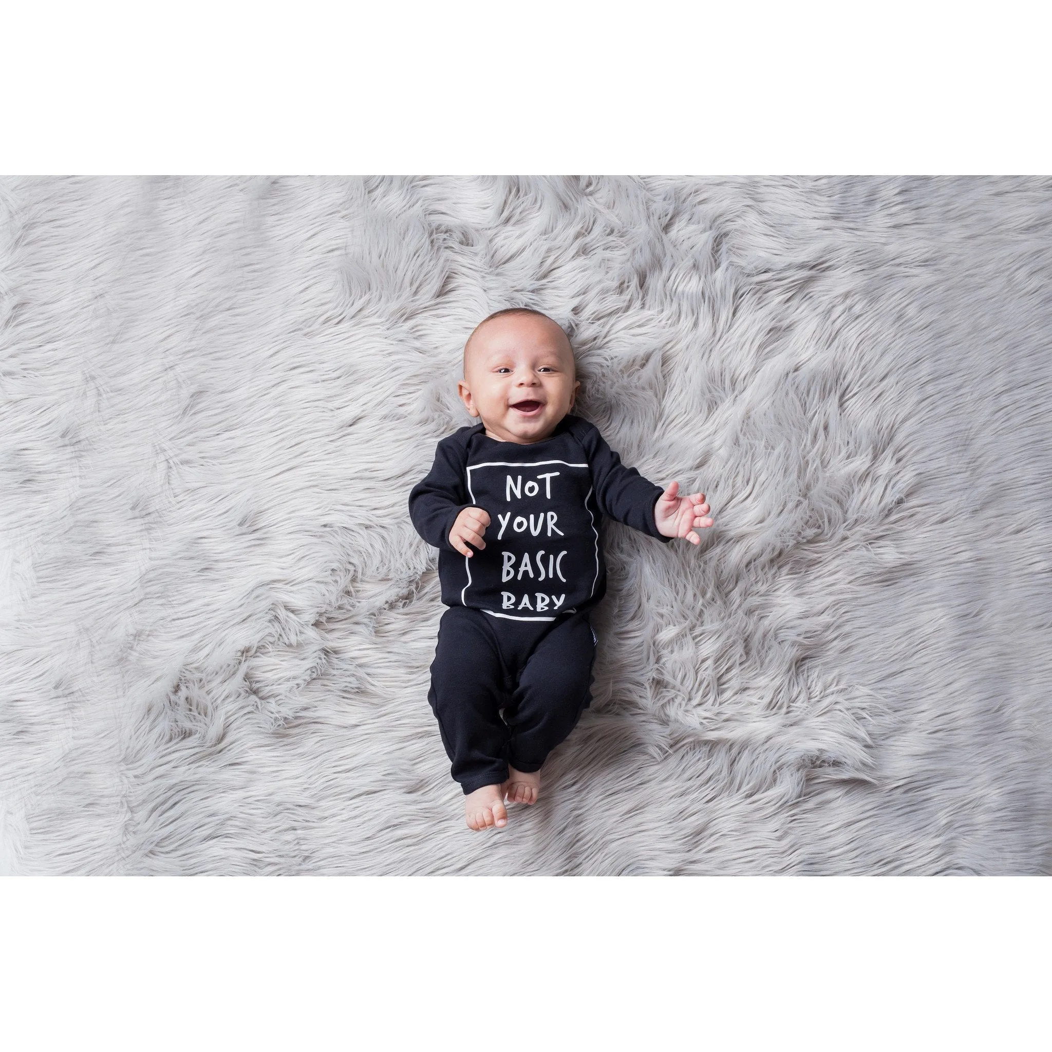 'Not Your Basic Baby' Romper Black