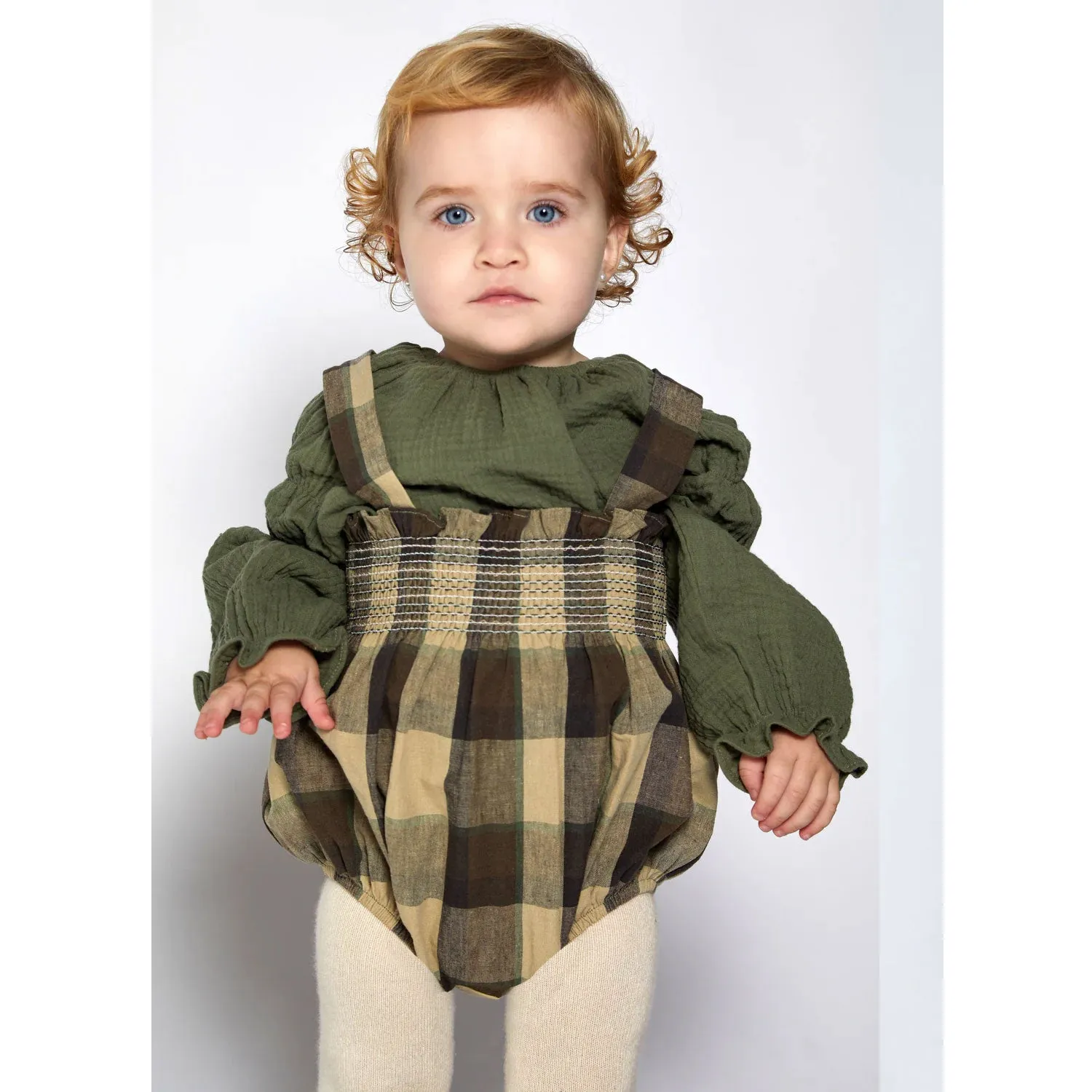 Nueces Sevilla Plaids Smocked Romper