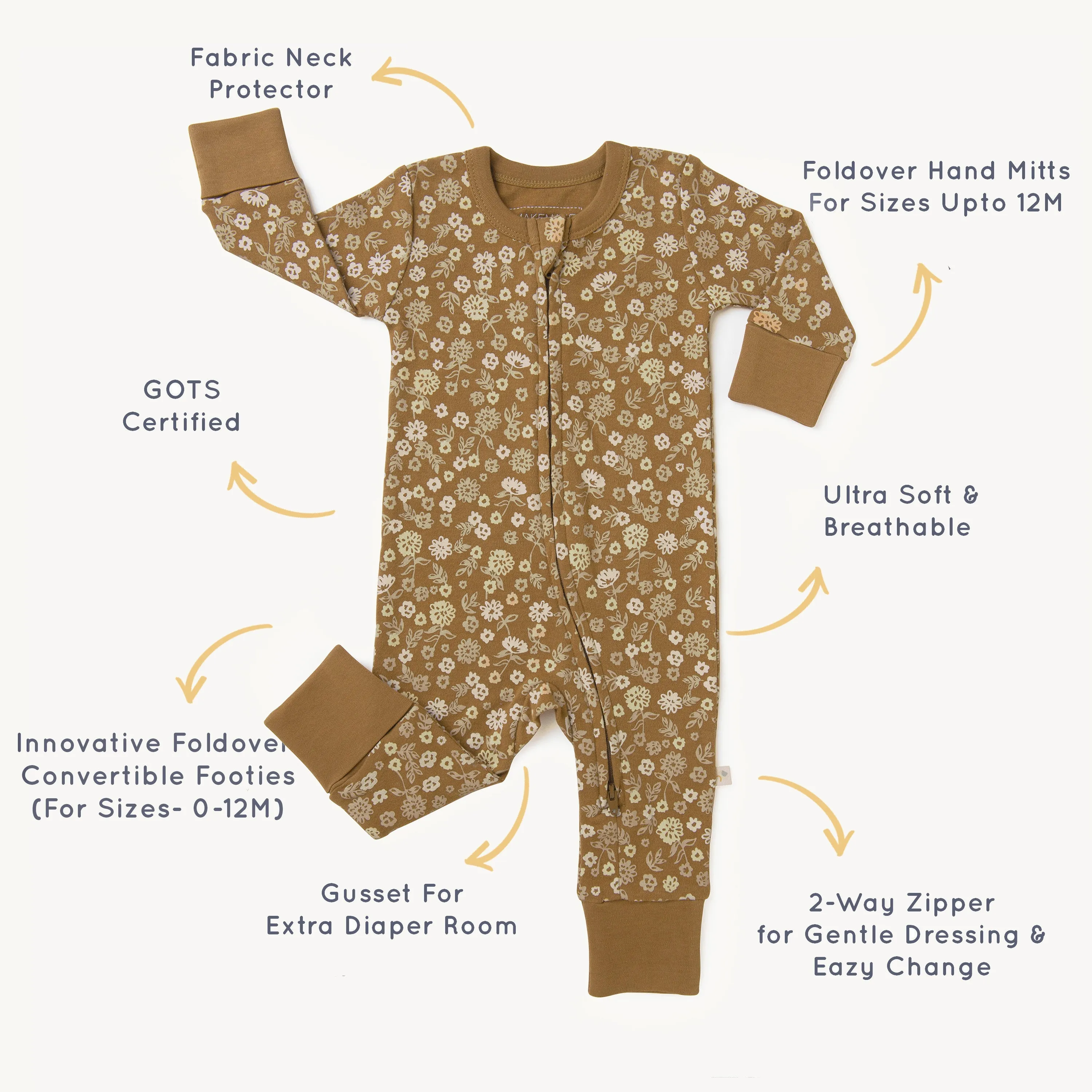 Organic Baby 2-Way Zip Romper - Wildflower