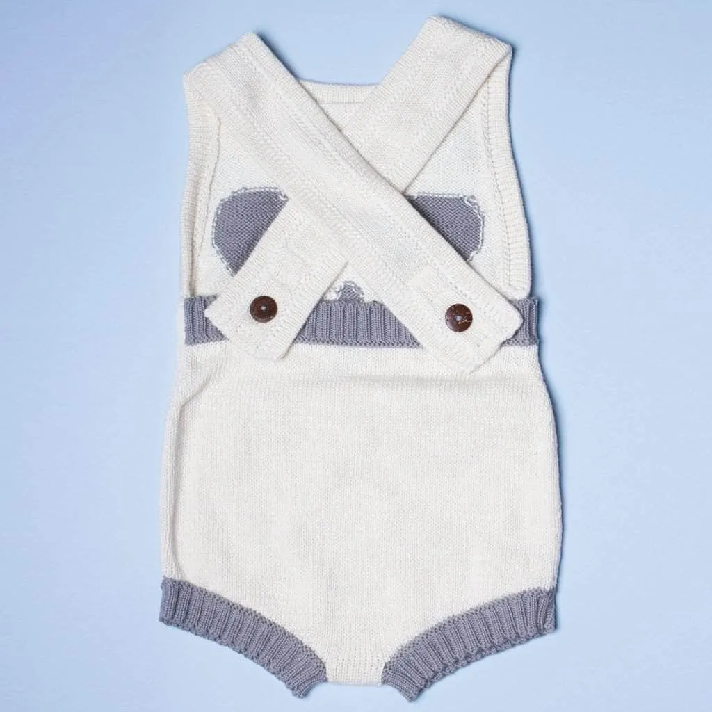 Organic Baby Romper, Sleeveless Knit - Elephant