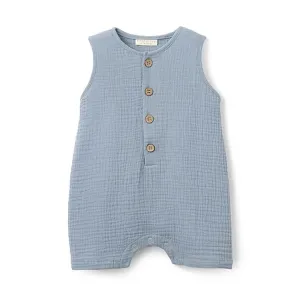 Organic Muslin Shortall Stone Blue