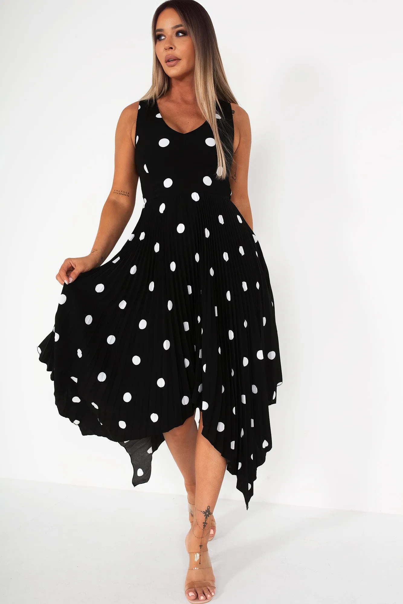 Orlena Black Polka Dot Dress